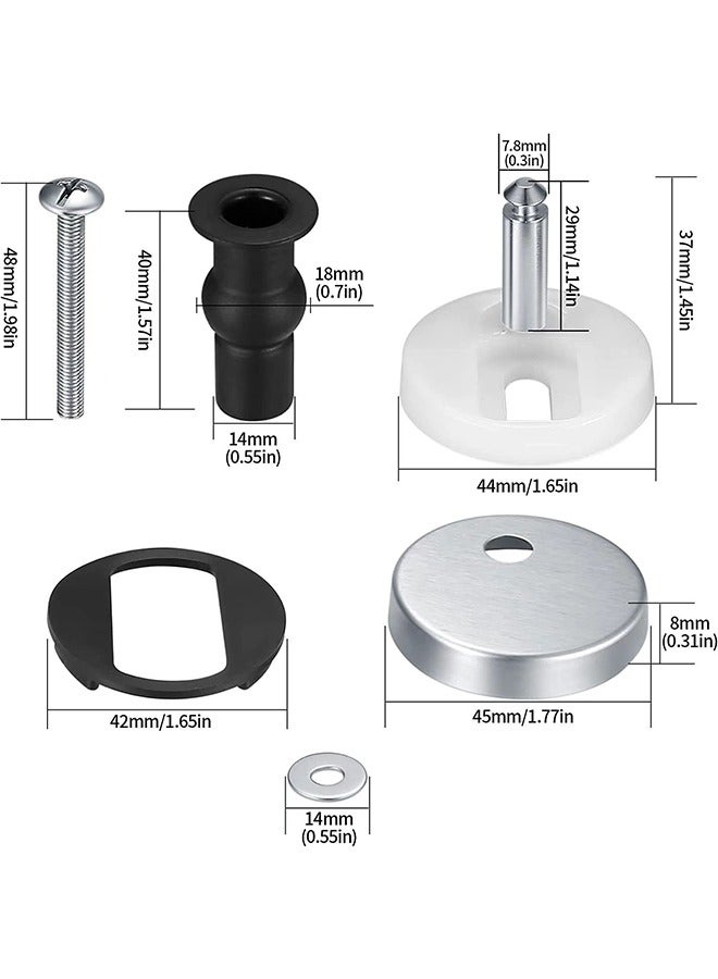Upgraded 2 Full set Toilet Seat Hinge Fixings Top Fix Nuts Screws Quick Release Hinges Fittings Rubber Back To Wall For Toilet Seat Hinges Replacement - Image 2