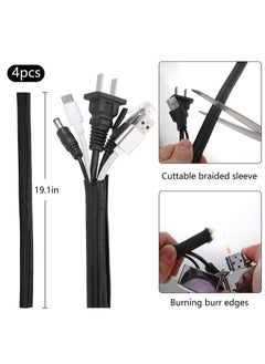 XiuWoo 304 pcs Management Organizer Kit with 4 Cable Sleeve Split, 45 Self Adhesive Cable Clips Holder, 5 Rolls and 30 Pcs Adhesive Ties, 200 Nylon Fasten Cable Ties for TV Office Car Desk Home 304 pcs Manag  - Image 5