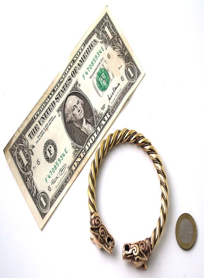 LynnAround Big Size Bronze Norse Viking Fenrir Wolf Head Twisted Cable Bangle Cuff Bracelet Arm Ring Pagan Jewelry (8.00, Solid Body) - Image 5