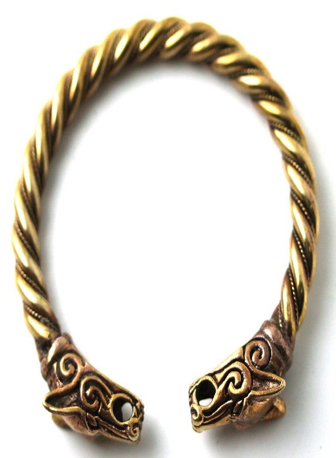 LynnAround Big Size Bronze Norse Viking Fenrir Wolf Head Twisted Cable Bangle Cuff Bracelet Arm Ring Pagan Jewelry (8.00, Solid Body) - Image 3