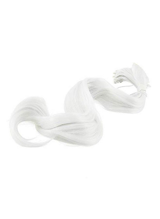 SWACC 12 Pcs Curly Wavy One Color Party Highlights Clip On In Hair Extensions Colored Hair Streak Synthetic Hairpieces (White) - Image 4