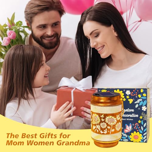 yulloyello Sunflower Solar Lanterns Outdoor Waterproof with Shepherd Hook, Sunflower Birthday Gifts for Christmas Women Mom Grandma, Metal Solar Hanging Lights Garden Decor for Outside Yard Patio Pathway - Image 5
