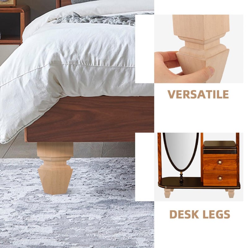 4 Pcs Solid Wood Furniture Legs 8x4 5cm European Carved Sofa Table Bed Support Feet - Image 4