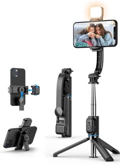 Generic 42" Selfie Stick Tripod with Fill Light, Extendable All-in-1 Phone Tripod Stand with Remote & Phone Holder, Cell Phone Tripod Stand for Taking Selfie Photo | Videos | Vlog During Travel  - Image 1