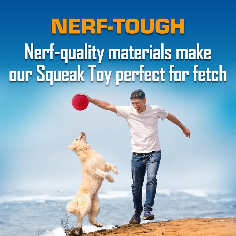 Nerf Dog Classic Squeak Ball Outdoor Dog Toy, 3.8 Inch Dog Ball Fetch Toy, Squeaking Toy for Medium and Large Breeds, Green/Red, 2 Count - Image 5
