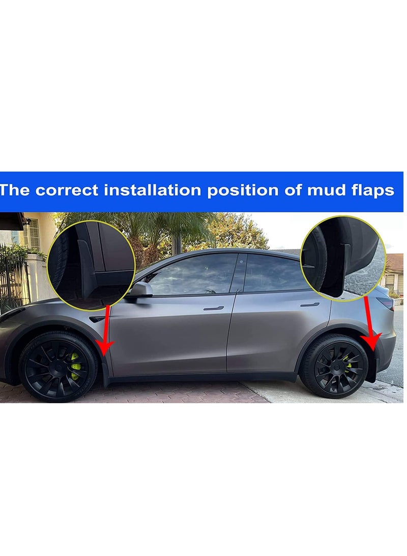 Nansure Car Mud Flaps Compatible with 2020 2021 2022 2023 Tesla Model Y Mud Flaps Splash Guards Mudguard Mudflaps Car Accessories for Model Y No Need to Drill Holes Set of 4 - Image 3