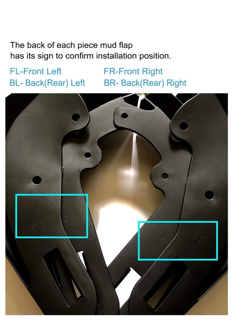 Nansure Car Mud Flaps Compatible with 2020 2021 2022 2023 Tesla Model Y Mud Flaps Splash Guards Mudguard Mudflaps Car Accessories for Model Y No Need to Drill Holes Set of 4 - Image 5