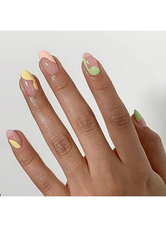 You Got Me Round Nails Set Of 24 Reusable Uv Treated Gel Finished Presson Nails With Glossy Finish (Pinkish Nude Base With Multi Color Abstract Design) - pzsku/Z3659D7E04185EC10A32DZ/45/_/1720076825/1d347c6a-b58f-46b4-8762-fef9c0097fb2