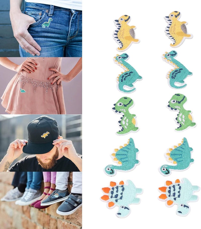 GLOGLOW Nan 10Pcs Embroidered Dinosaur, Cotton Iron on Patches for Kids Clothes, Bags, Hats, Shoes with Colorful Craftsmanship Other Sewing and Embroidery Supplies - Image 3