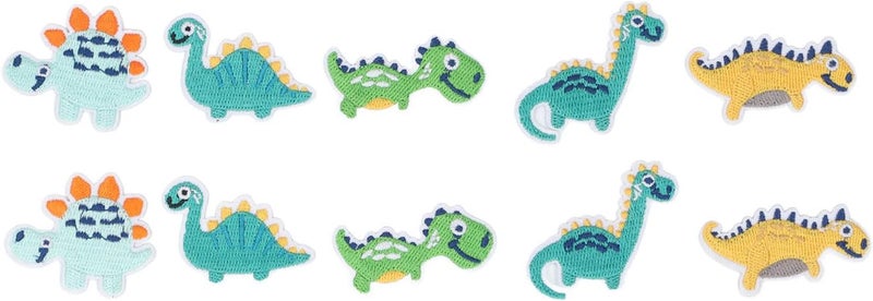 GLOGLOW Nan 10Pcs Embroidered Dinosaur, Cotton Iron on Patches for Kids Clothes, Bags, Hats, Shoes with Colorful Craftsmanship Other Sewing and Embroidery Supplies - Image 1