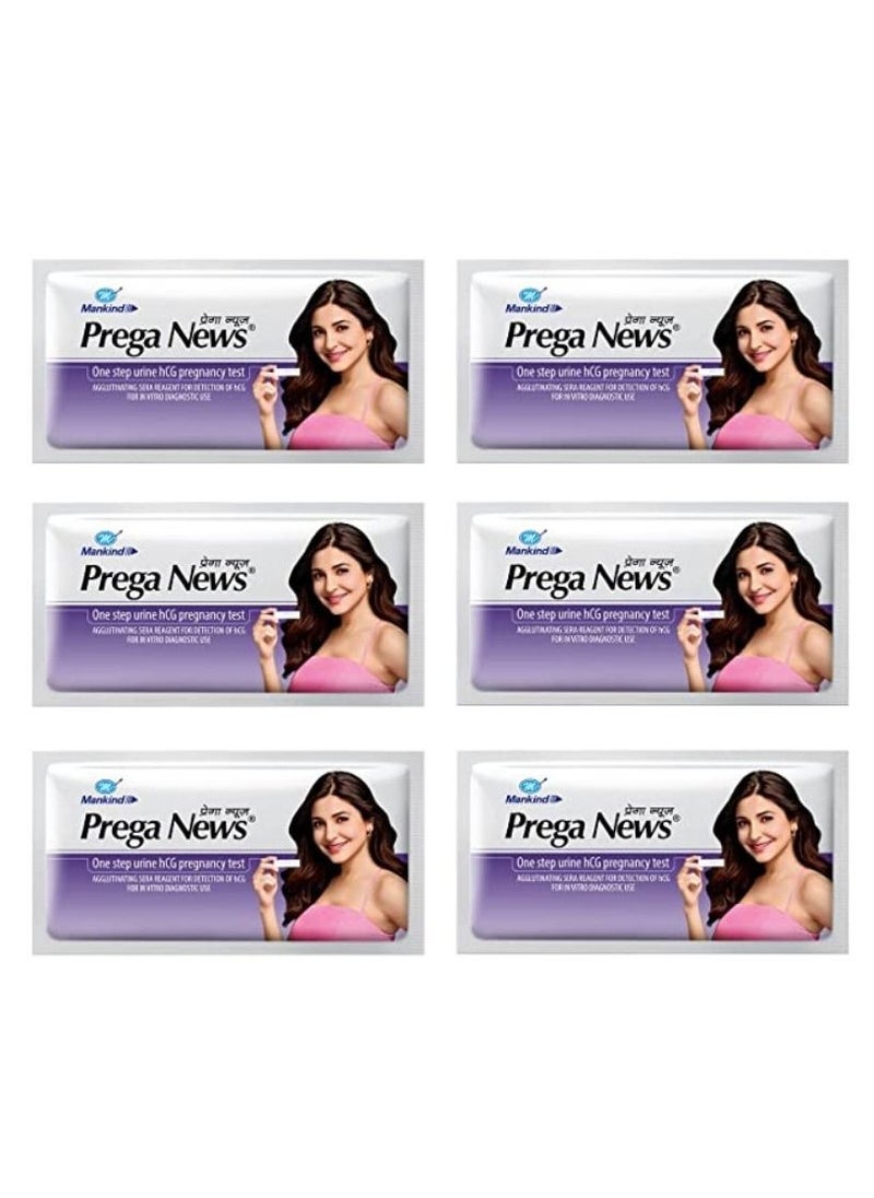 Mankind - Prega News One Step Urine HCG Pregnancy Test Kit Device 6Pack - Image 1