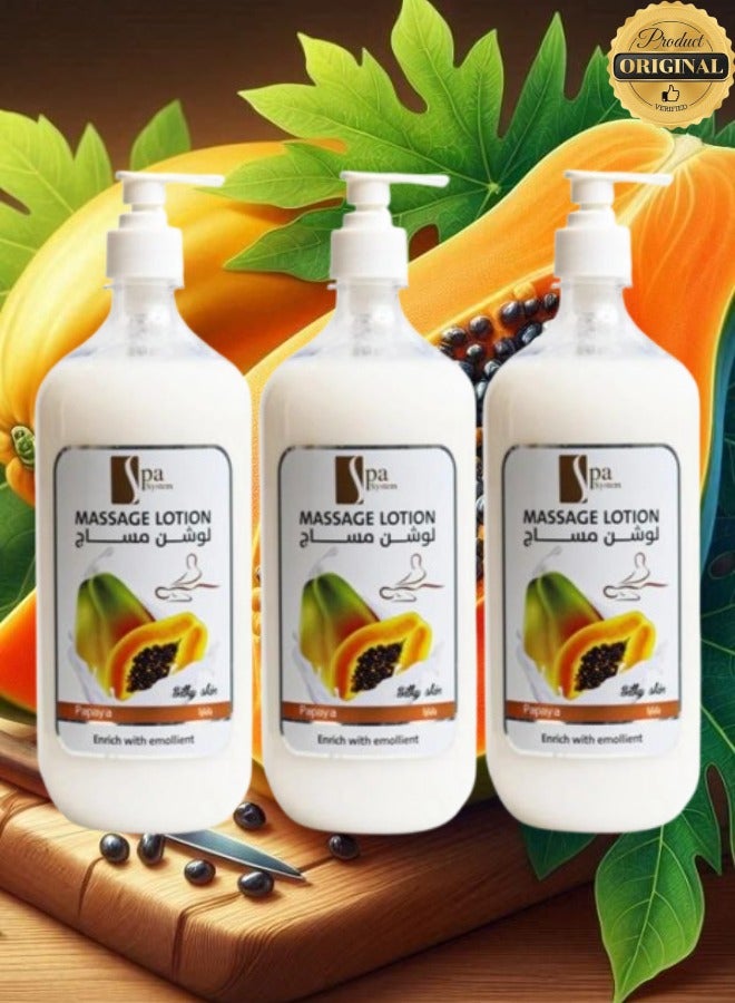 Spa System 3 Pieces Massage Lotion Papaya Enrich With Emolient - Image 1