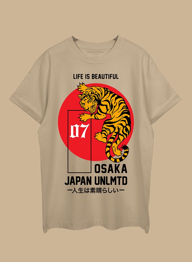 THREADCURRY THREADCURRY Osaka Unlmtd Oversized Drop Shoulder Cotton Loose Printed T-Shirt for Men  - Image 1