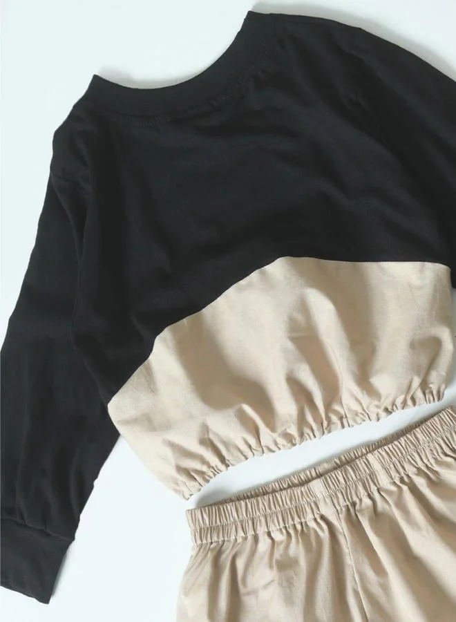 BELLA MODA Round Neck Long Sleeves Top & Pants Co-Ords Set by Styli