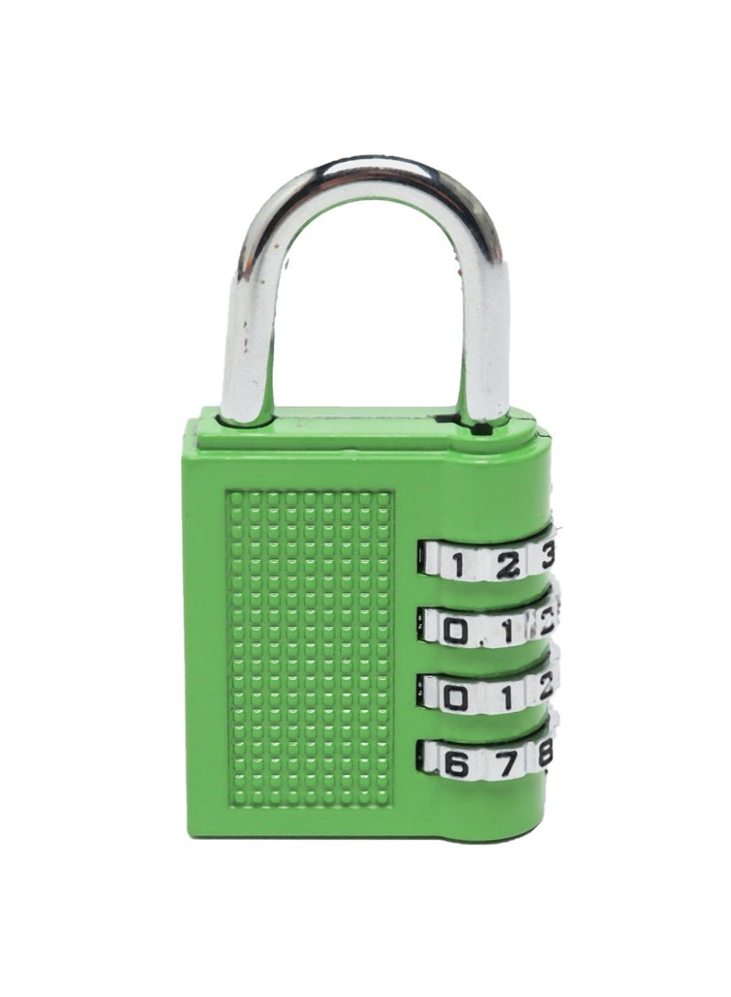 4 Digit Combination Padlock , Security Padlock, Luggage Travel Locks, Code Lock with Alloy Body for Travel Suitcases, Luggage Bags, Locker, School Gym, Bike Lock - Zinc Finish- Green  - Image 1
