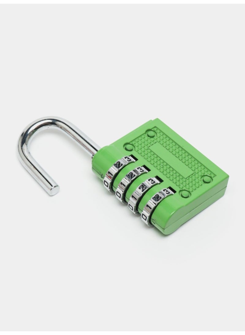 4 Digit Combination Padlock , Security Padlock, Luggage Travel Locks, Code Lock with Alloy Body for Travel Suitcases, Luggage Bags, Locker, School Gym, Bike Lock - Zinc Finish- Green  - Image 4