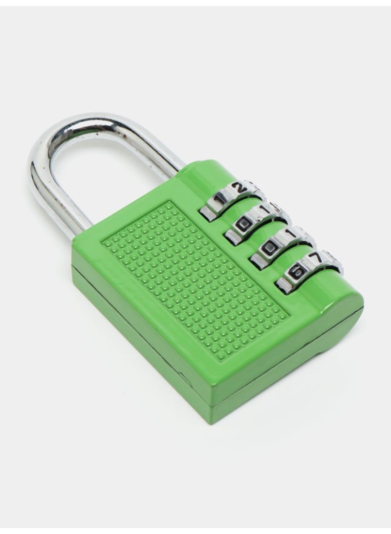 4 Digit Combination Padlock , Security Padlock, Luggage Travel Locks, Code Lock with Alloy Body for Travel Suitcases, Luggage Bags, Locker, School Gym, Bike Lock - Zinc Finish- Green  - Image 3