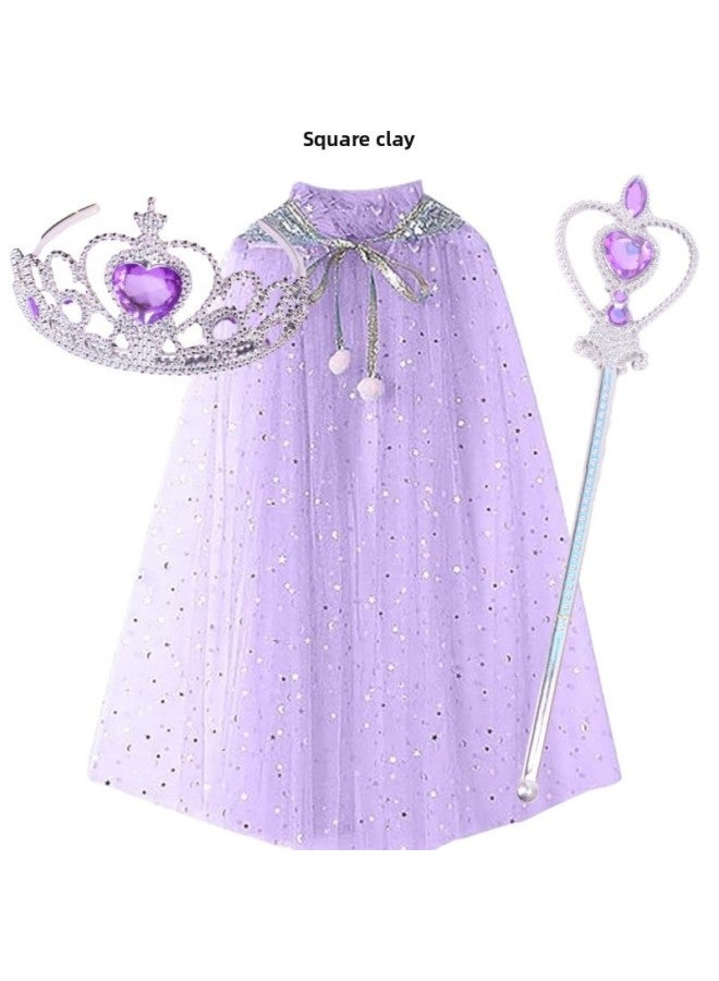 Loquat Aisha Cape Suit  Performance Clothes Children's Luminous Skirt Toys Sent To Children Supply Chain Wholesale-Color:Rainbow Cloak + Mask + Diamond Heart Stick - Image 4