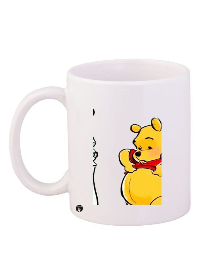 RYN Winnie-The-Pooh Printed Coffee Mug White/Yellow/Red 11ounce