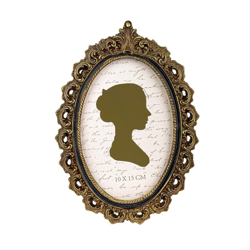 Sunlit Vintage Picture Frame 4x6 Inch  Oval Antique Photo Frames with Glass Front  Luxury Photo Display  Tabletop Wall Hanging  Gift Ideas  Gold and Black - Image 1