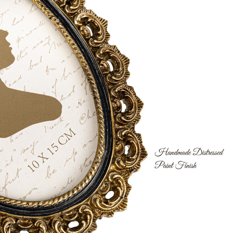 Sunlit Vintage Picture Frame 4x6 Inch  Oval Antique Photo Frames with Glass Front  Luxury Photo Display  Tabletop Wall Hanging  Gift Ideas  Gold and Black - Image 4