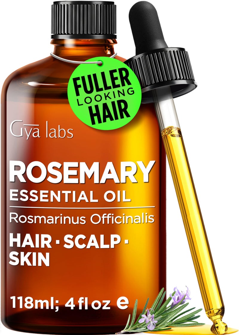 Gya Labs Rosemary Essential Oil - 4 Fl Oz - for Hair, Skin, Diffuser, Aromatherapy & DIY Candle Making Scent - Image 1