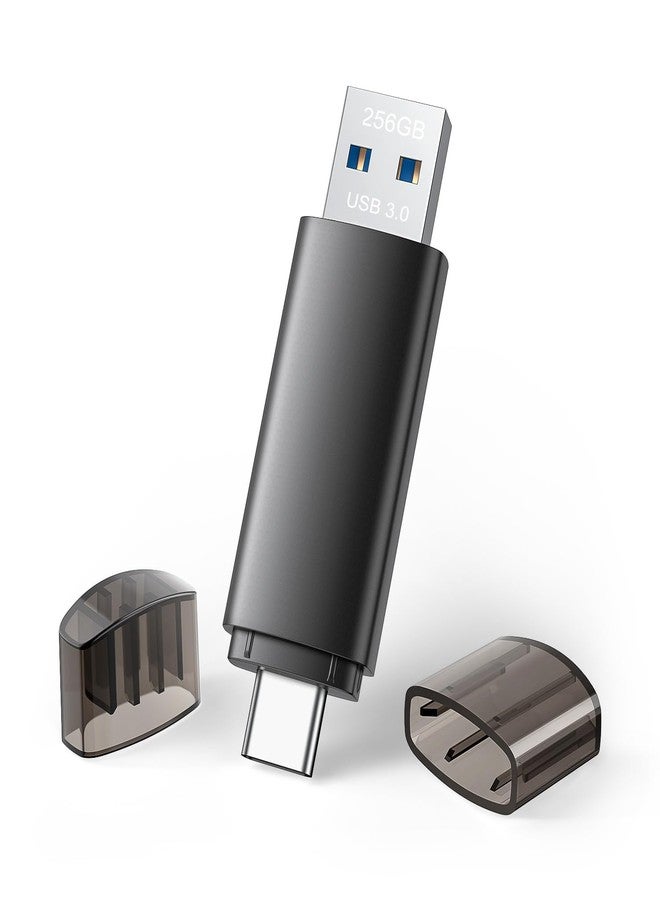 JOIOT 256GB USB C Flash Drive Dual USB 3.0 Flash Drive Type C + USB A Portable Type-C Flash Drive with Keychain Hole 2-in-1 USB-C Thumb Drive for Smartphone Tablet Computer Mac iPhone 15 Black - Image 1