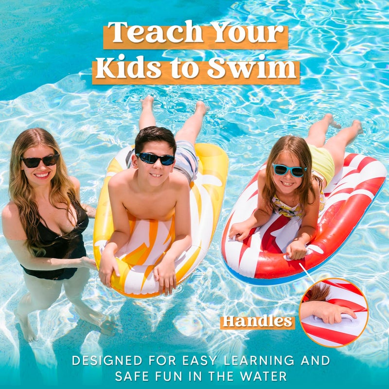 JOYIN 2 Pack Inflatable Body Boards for Water Slides, Swimming Pool Floating Learn to Swim, Summer Water Fun Toy for Kids (Red,Yellow) - Image 3