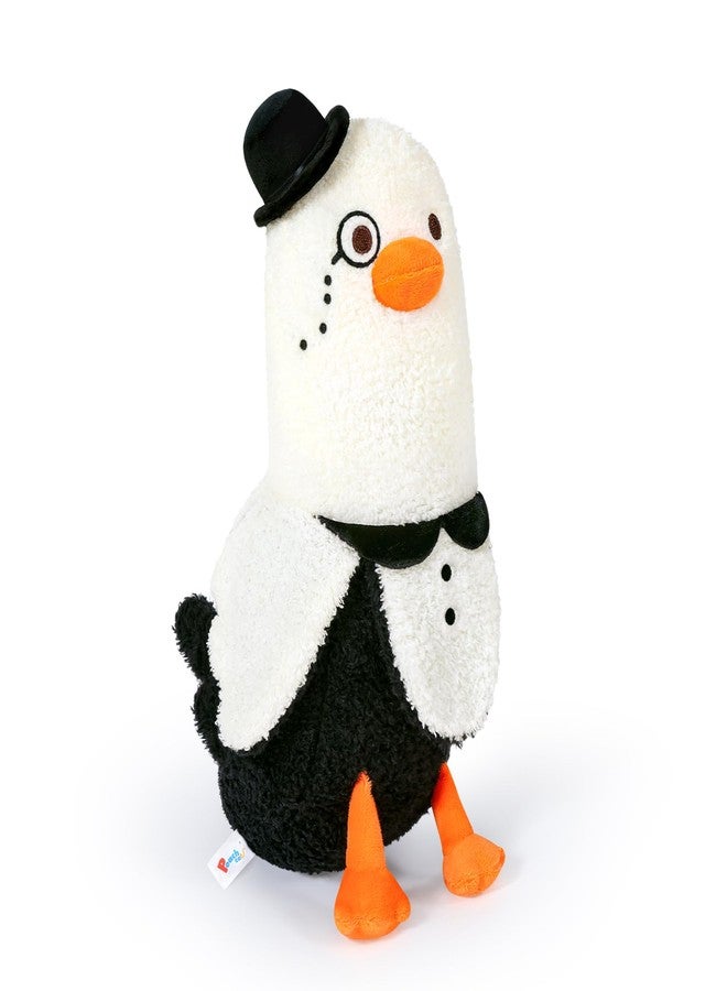 PEACH CAT Banana Duck Plush Pillow Wear Bowler Hat Monocle Plushies Toy Cute Stuffed Animals Gifts for Kids White and Black 19.7" - Image 1