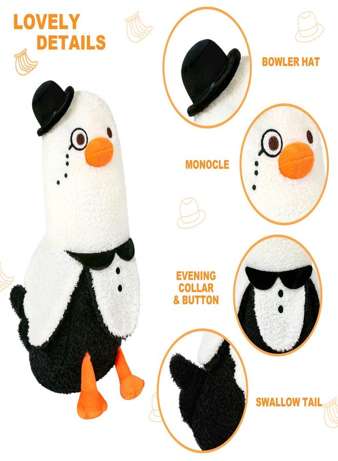 PEACH CAT Banana Duck Plush Pillow Wear Bowler Hat Monocle Plushies Toy Cute Stuffed Animals Gifts for Kids White and Black 19.7" - Image 3