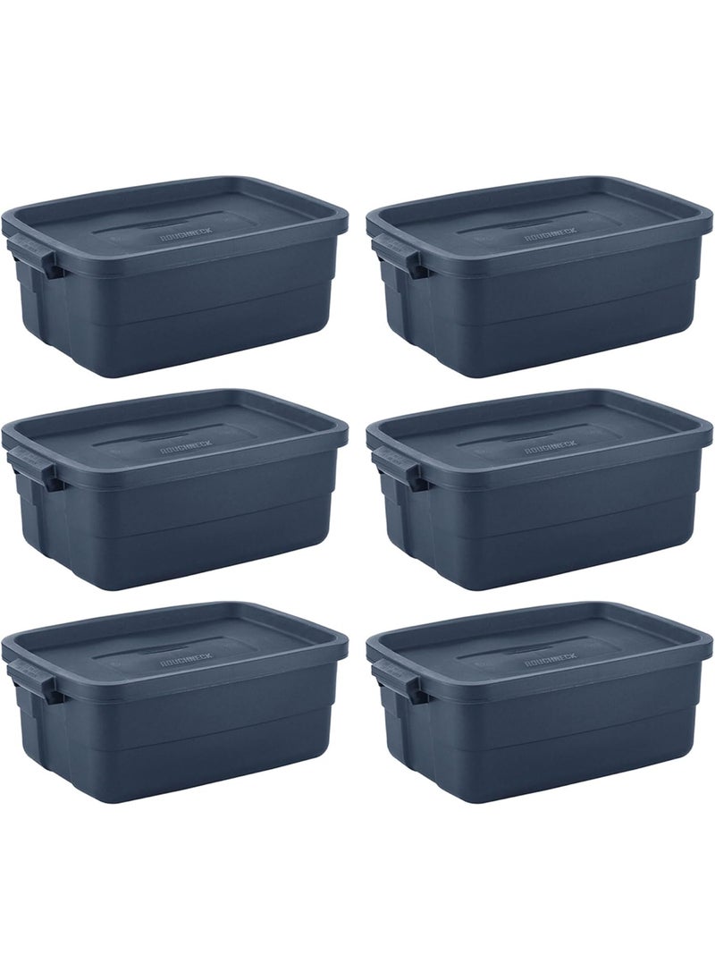 Rubbermaid Rubbermaid Roughneck 10 Gallon Storage Totes Durable Stackable Storage Containers with Snap Tight Lids for Organization Dark Indigo Metallic  - Image 1