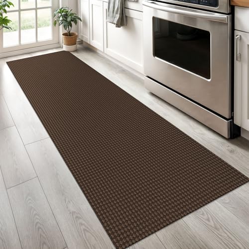 KOZYFLY Runners for Hallways 2x6 ft Washable Kitchen Runner Non Slip Rubber Backed Hall Runners Cotton Entryway Runner Rugs Floor Carpet for Indoor Backdoor Bedroom Kitchen, Reddish Brown/Coffee - Image 2