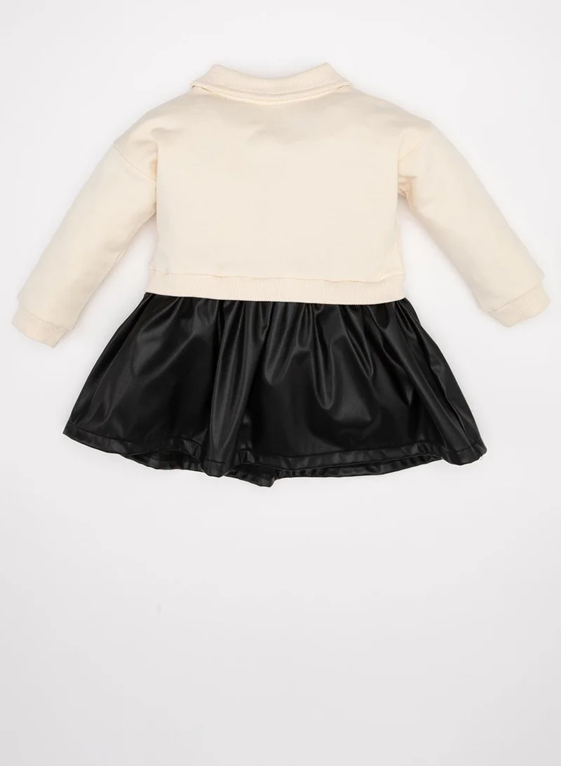 DeFacto Collared Faux-Leather Dress