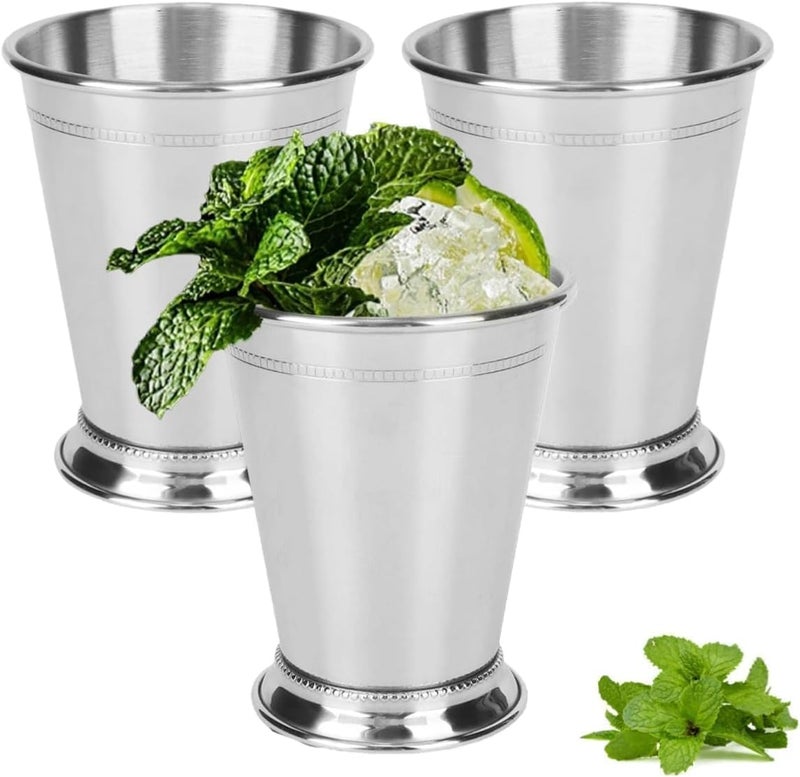 Beufee 3pcs Stainless Steel Cocktail Cups Mint Julep Cups Mixed Drinks Glass Bar Beer Mug 13.5oz/400ml Bar Accessories - Image 1