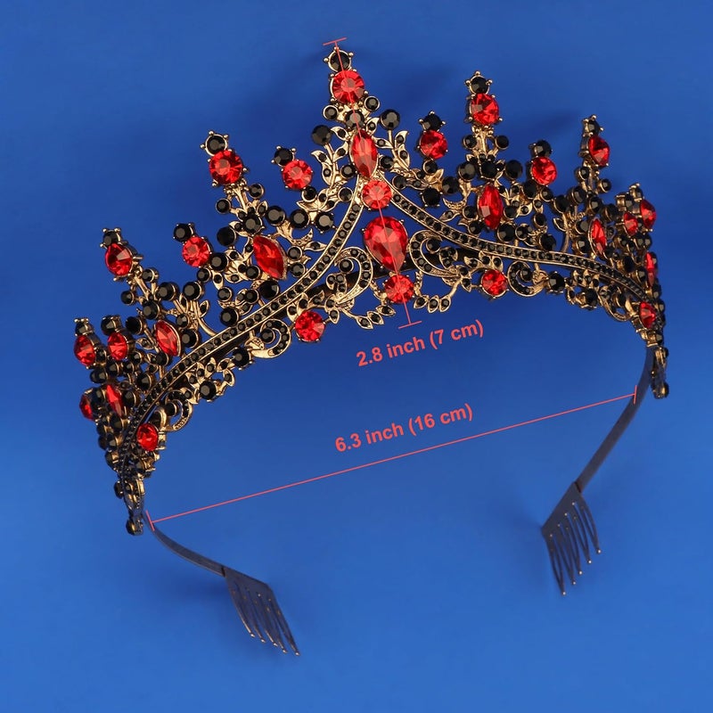 Cocide Black & Red Crowns for Women Gothic Tiaras for Women Queen of Hearts Crown Accessories Costume Halloween Cosplay Princess Birthday Pageant Bride Headpieces - Image 5