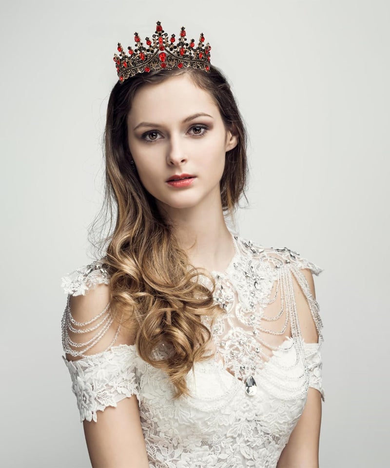 Cocide Black & Red Crowns for Women Gothic Tiaras for Women Queen of Hearts Crown Accessories Costume Halloween Cosplay Princess Birthday Pageant Bride Headpieces - Image 2