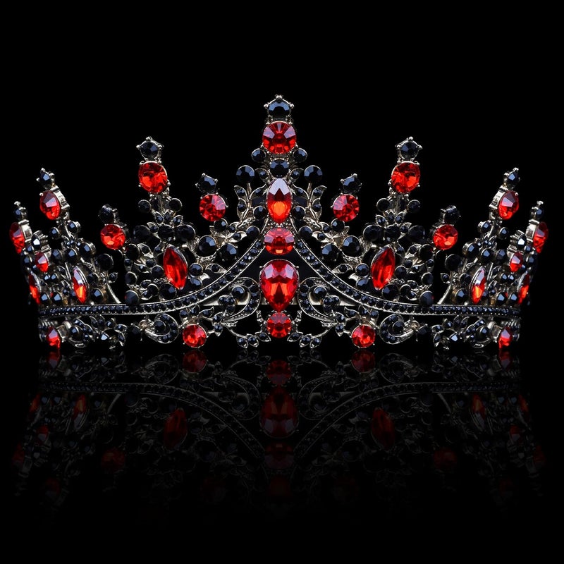 Cocide Black & Red Crowns for Women Gothic Tiaras for Women Queen of Hearts Crown Accessories Costume Halloween Cosplay Princess Birthday Pageant Bride Headpieces - Image 1