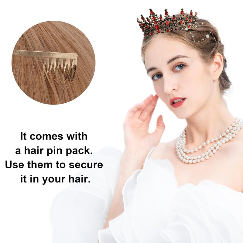 Cocide Black & Red Crowns for Women Gothic Tiaras for Women Queen of Hearts Crown Accessories Costume Halloween Cosplay Princess Birthday Pageant Bride Headpieces - Image 4