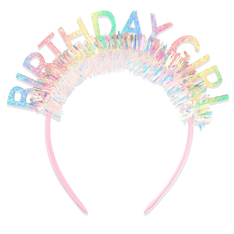 CIEHER Rainbow Colorful Birthday Girl Headband Birthday Crown for Women Girls Birthday Tiara - Image 1