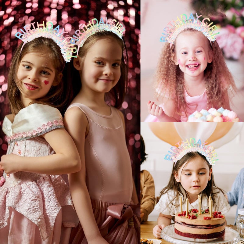 CIEHER Rainbow Colorful Birthday Girl Headband Birthday Crown for Women Girls Birthday Tiara - Image 3