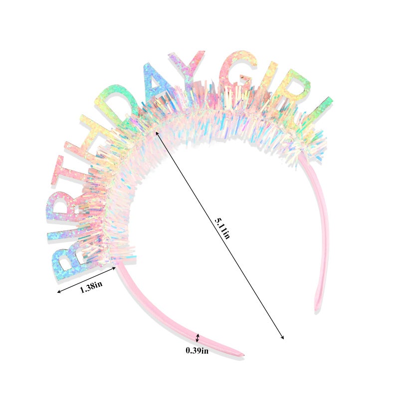 CIEHER Rainbow Colorful Birthday Girl Headband Birthday Crown for Women Girls Birthday Tiara - Image 5