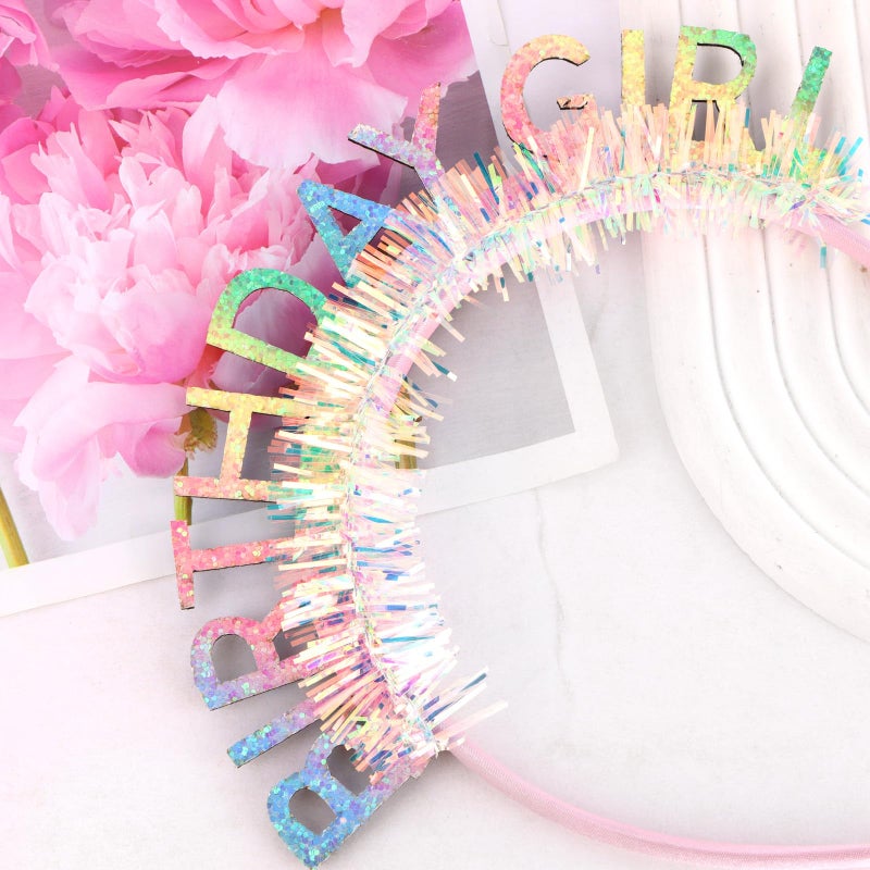CIEHER Rainbow Colorful Birthday Girl Headband Birthday Crown for Women Girls Birthday Tiara - Image 4