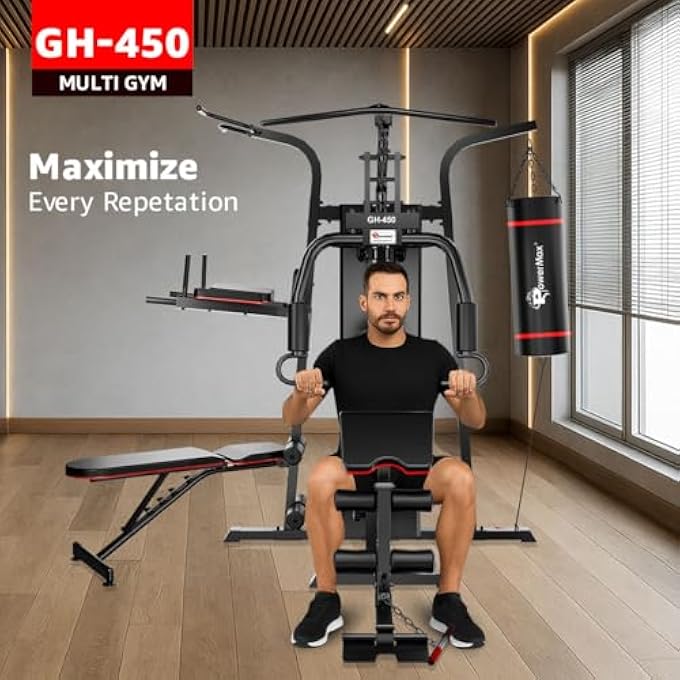 rayihni جيم منزلي متعدد الوظائف GH450 / جيم متعدد مع تركيب مجاني، أسود - Image 2