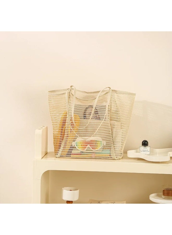 Ciara Folding beach bag mesh handbag, women's shoulder bag shopping bag summer outdoor travel bag - Image 4