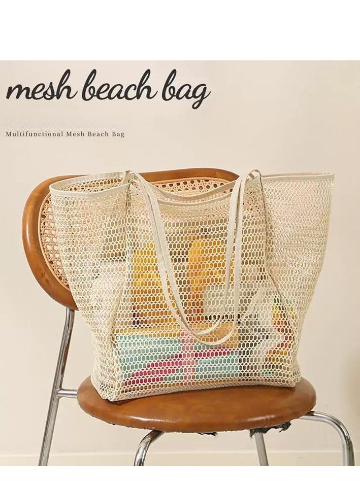 Ciara Folding beach bag mesh handbag, women's shoulder bag shopping bag summer outdoor travel bag - Image 5