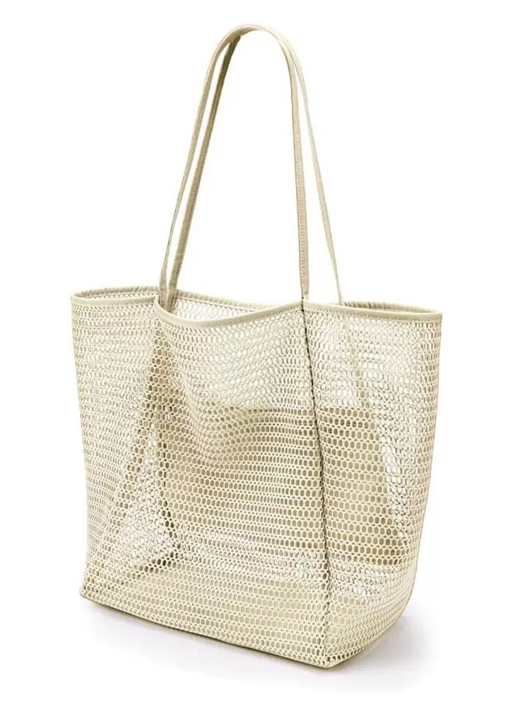 Ciara Folding beach bag mesh handbag, women's shoulder bag shopping bag summer outdoor travel bag - Image 1