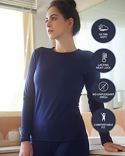 WEERTI Thermal Underwear for Women Long Johns with Fleece Lined Base Layer Women Cold Weather Top Bottom Navy - Image 5