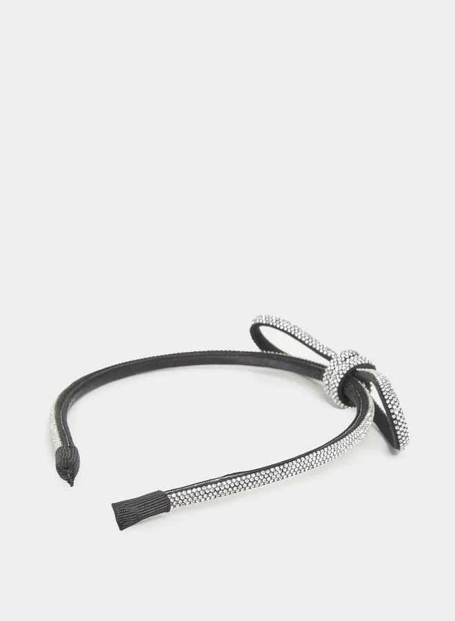 Styli Embellished Bow Accent Headband