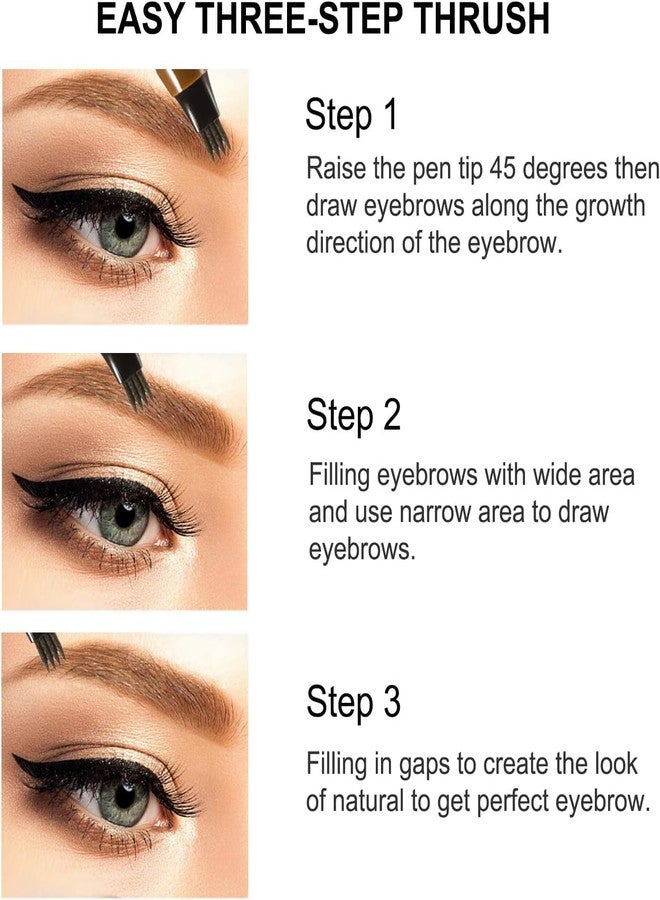 VBA Eyebrow Contouring Pencil Waterproof Eyebrow Pen - Eyebrow Pencil with a Micro-Fork Tip Applicator - Creates Natural Looking Brows Makeup Effortlessly (DARK BROWN) - Image 4