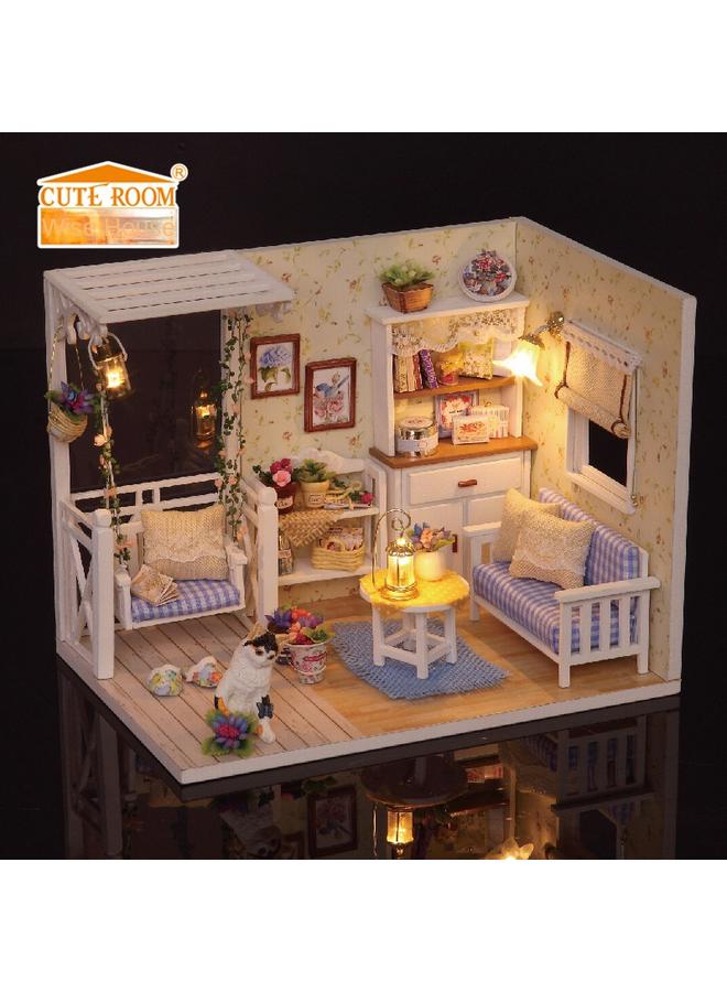 الأزرق جي دبليو بيت الحكمة DIy كوخ هريرة يوميات نموذج بناء مجمعة يدويا لعبة هدية عيد ميلاد صديقة إبداعية - Image 2